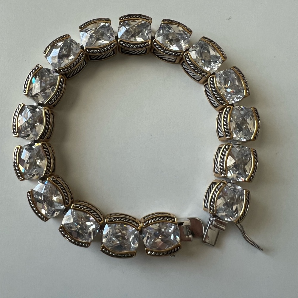 Renaissance revival two-toned rhinestone bracelet. Gorgeous statement piece.
